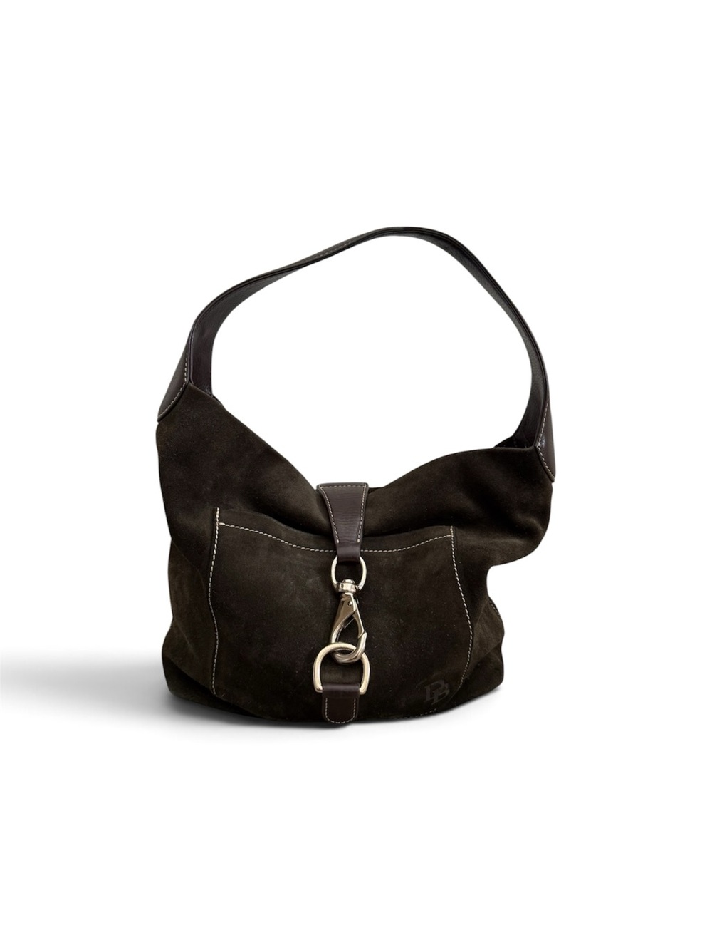 Dooney & Bourke Forest Green Suede Hobo Bag with Silver Hardware